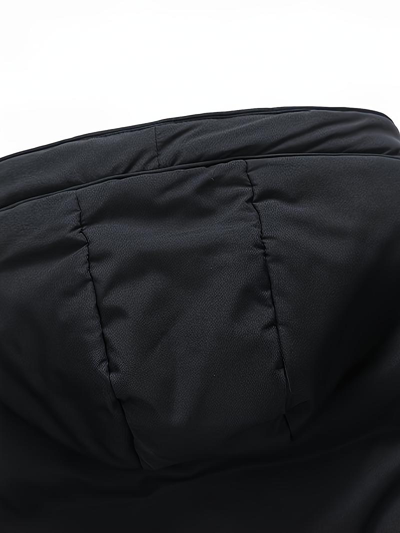 Men's long coat with hood, warm and thick polyester fiber, large pockets, zippered winter jacket, suitable for casual wear, essential for cold weather