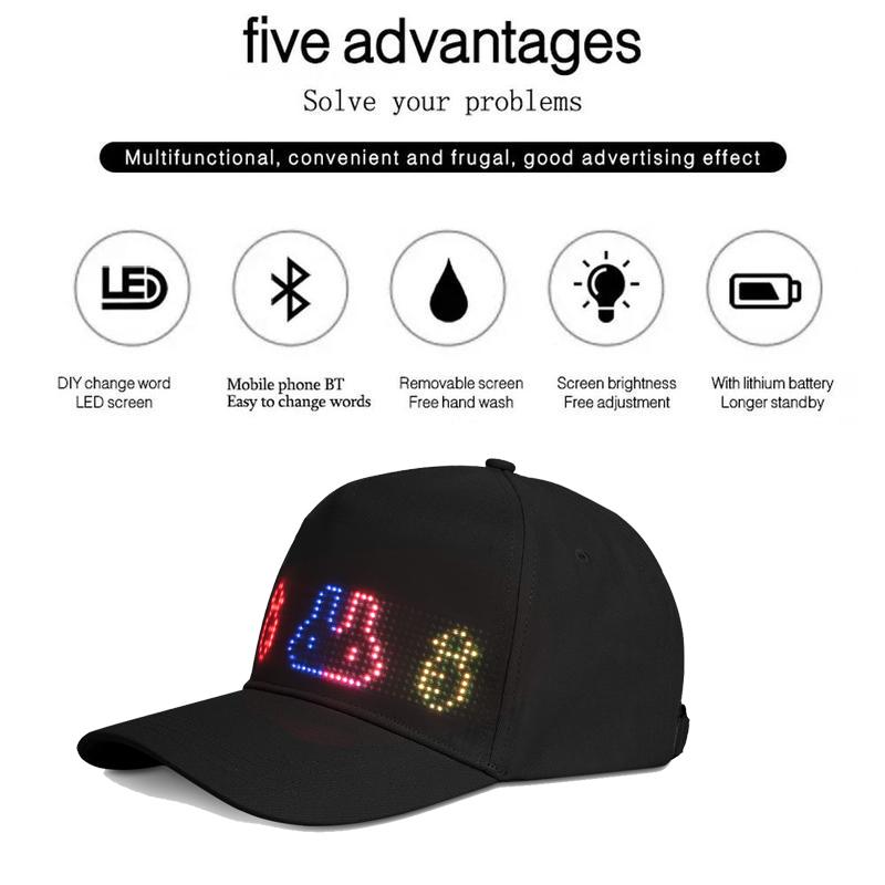 Rayforces Brand New LED Scrolling Hat, 16x32 Full Color Display Hat with Bluetooth App for Custom GIF Picture Text Removable LED Display for Christmas Party Club Outdoor Bar - Fireworks