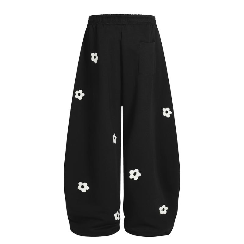 TELLFUN 2026 Unisex Floral Embroidery Baggy Barrel Sweatpants Elastic Waist Drawstring Casual Y2K Streetwear Loose Fit Vintage Joggers TELLFUN 2026 Unisex Floral Embroidery Baggy Barrel Sweatpants Elastic Waist Drawstring Casual Y2K Streetwear Loose Fit Vintage Joggers
