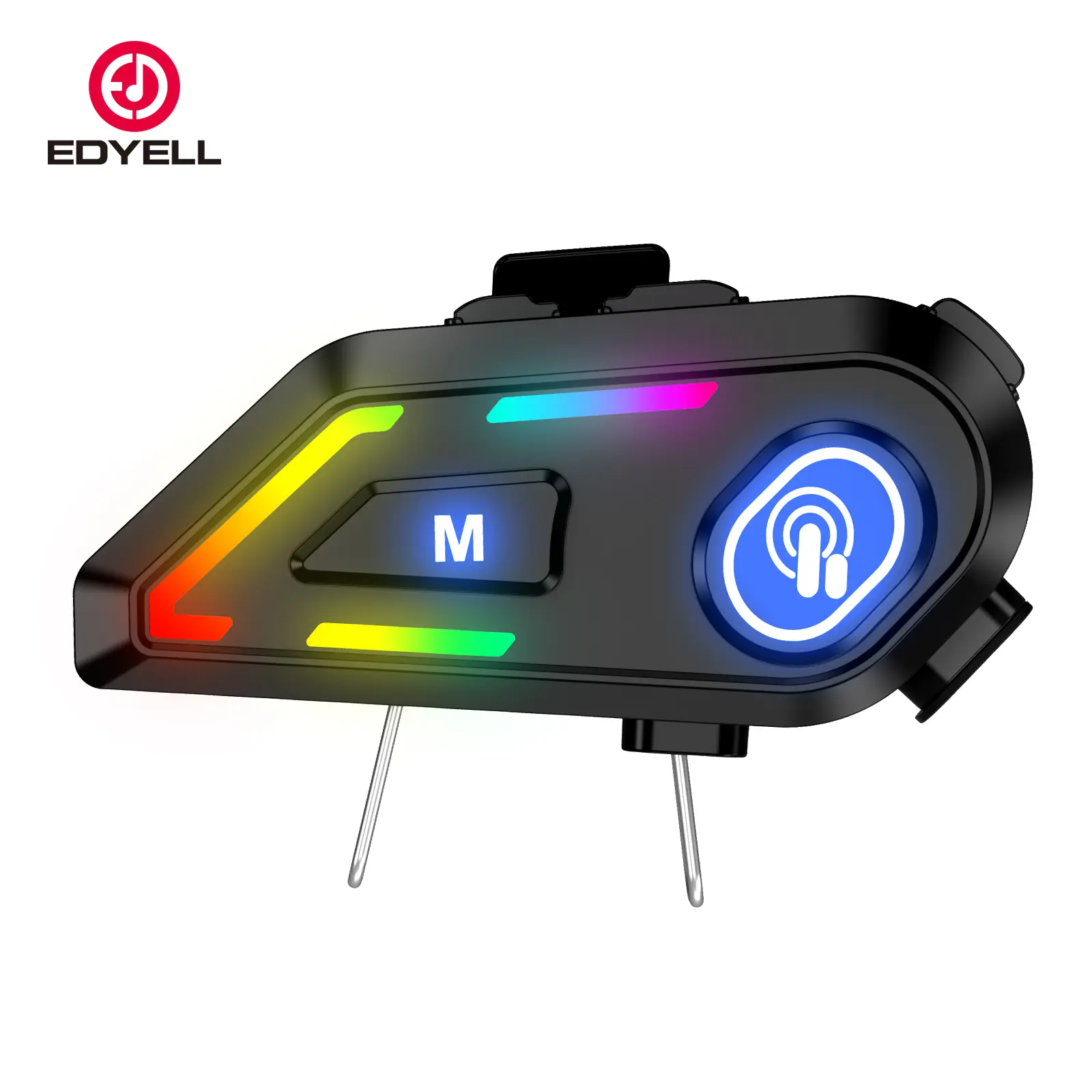 EDYELL Plastic Motorcycle Bluetooth Headset - Bluetooth Audio, Active Noise Cancellation, AI Music Compatibility, IPX5 Waterproof (Rain? No Worries), 800mAh Battery, Built-In Light, Hands-Free Driving Support, Led Light