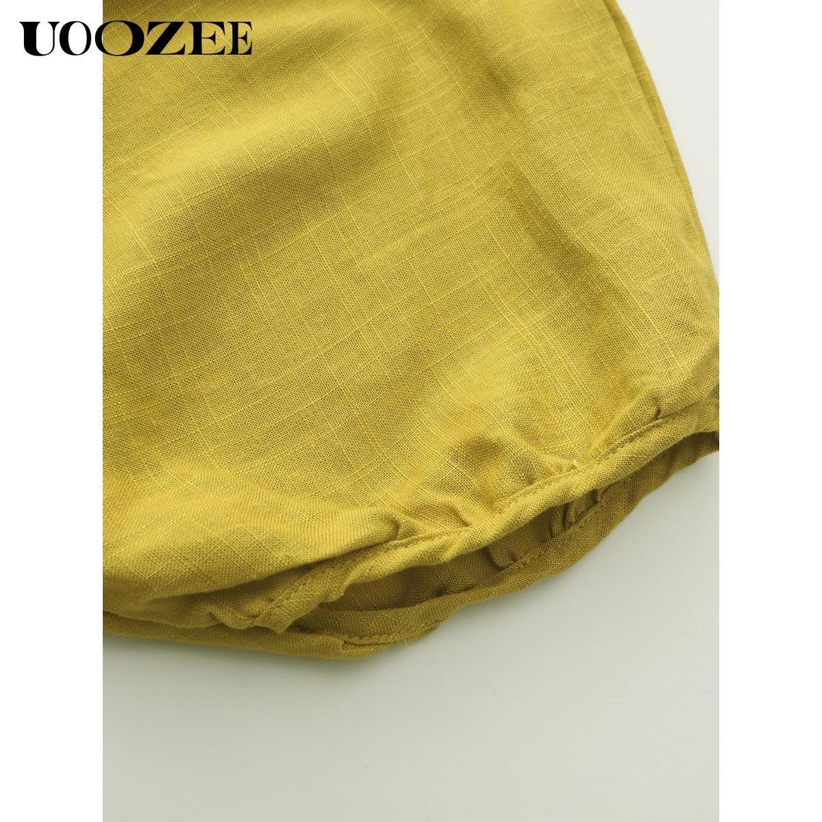 Women's Half Sleeve Loose Plus Size Long Skirt - Solid Color, Round Neck, Casual Summer Comfort, Daily Elegance, Linen Fabric, Comfortable and Breathable, Daily, Commuter Dress Springtok (the size is too large, it is recommended to order a size smaller)