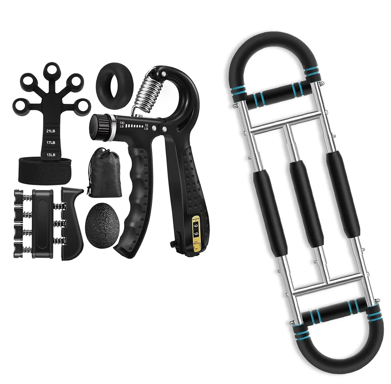 5-Piece U-Shaped Metal Spring Twister Arm Exerciser - Adjustable Workout Equipment for Home Workouts, Portable Home Gym Gear, Detachable Multifunctional Station with Multiple Levels for Hand Grip & Upper Body Strength Training