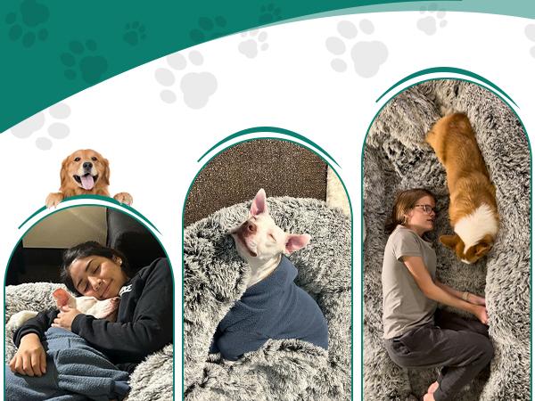 YITAHOME Human Dog Bed, 79"x43" Extra Large Memory Foam Dog Beds for Adults and Pets with Blanket and Pillow, Washable Fur Cover