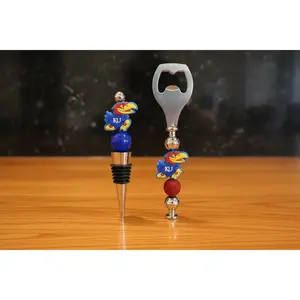 KU Kansas University Jayhawks Custom Beaded Wine Stopper and Bottle Opener