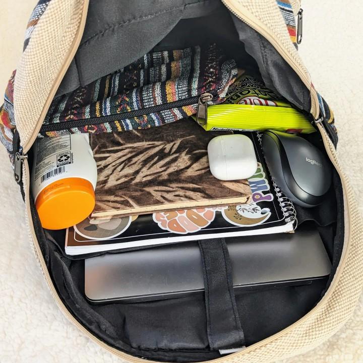 Himalayan Hemp Ganesh Printed Backpack Everyday Bag Day Bag For Adults Unisex With Laptop Compartment Upto 16 inch