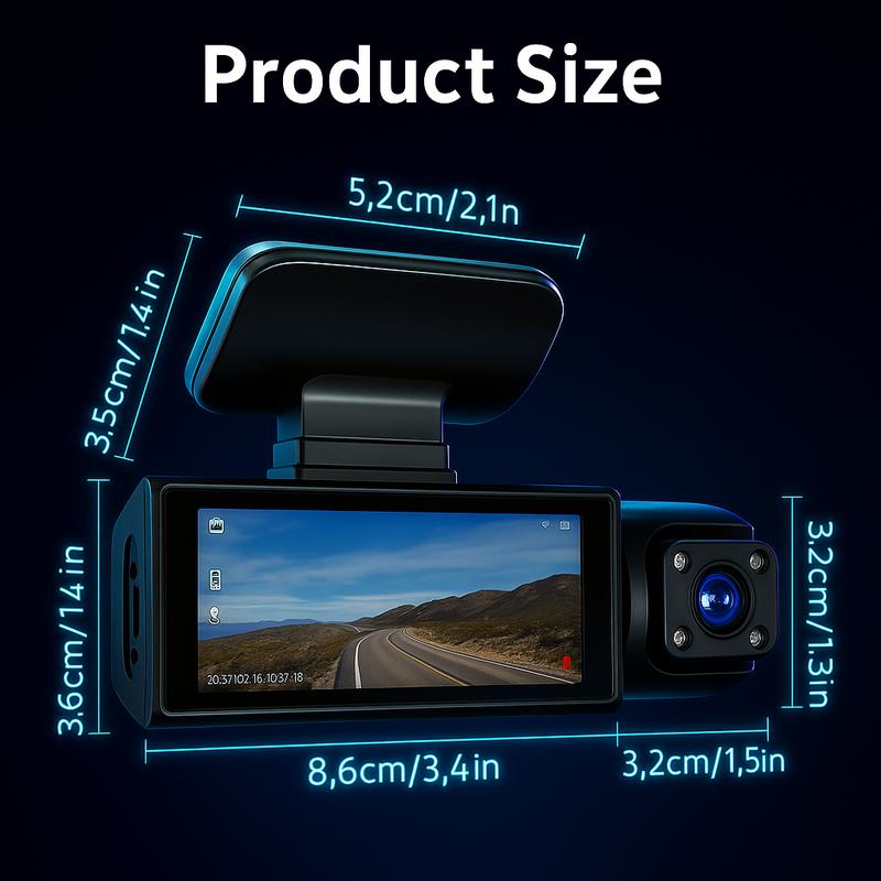 128GB Dash Cam for Cars with Night Vision 1080P Dual Lens Inside & Outside 24H Parking Monitor Motion Detection Loop Recording Car Camera with Audio HD Driving Recorder Starlight Night Vision Dual Recording Full HD Video