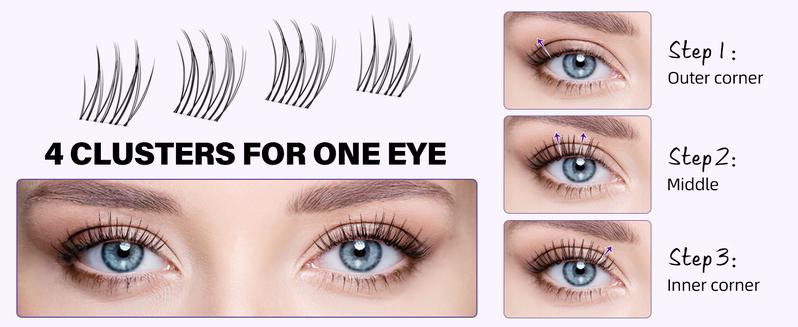 B&Q Idol Kit l Say Goodbye to Lash Map--QUICK Apply,Natural Lashes,0.05mm Invisible Band Clusters,C/CC Curl for DIY Eyelashes Extension,Waterproof