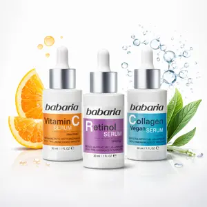 Babaria Facial Serum Set – Vitamin C + Retinol + Vegan Collagen – Brightening, Anti-Wrinkle & Firming Skincare Routine – 3 Piece Set (30ml Each)