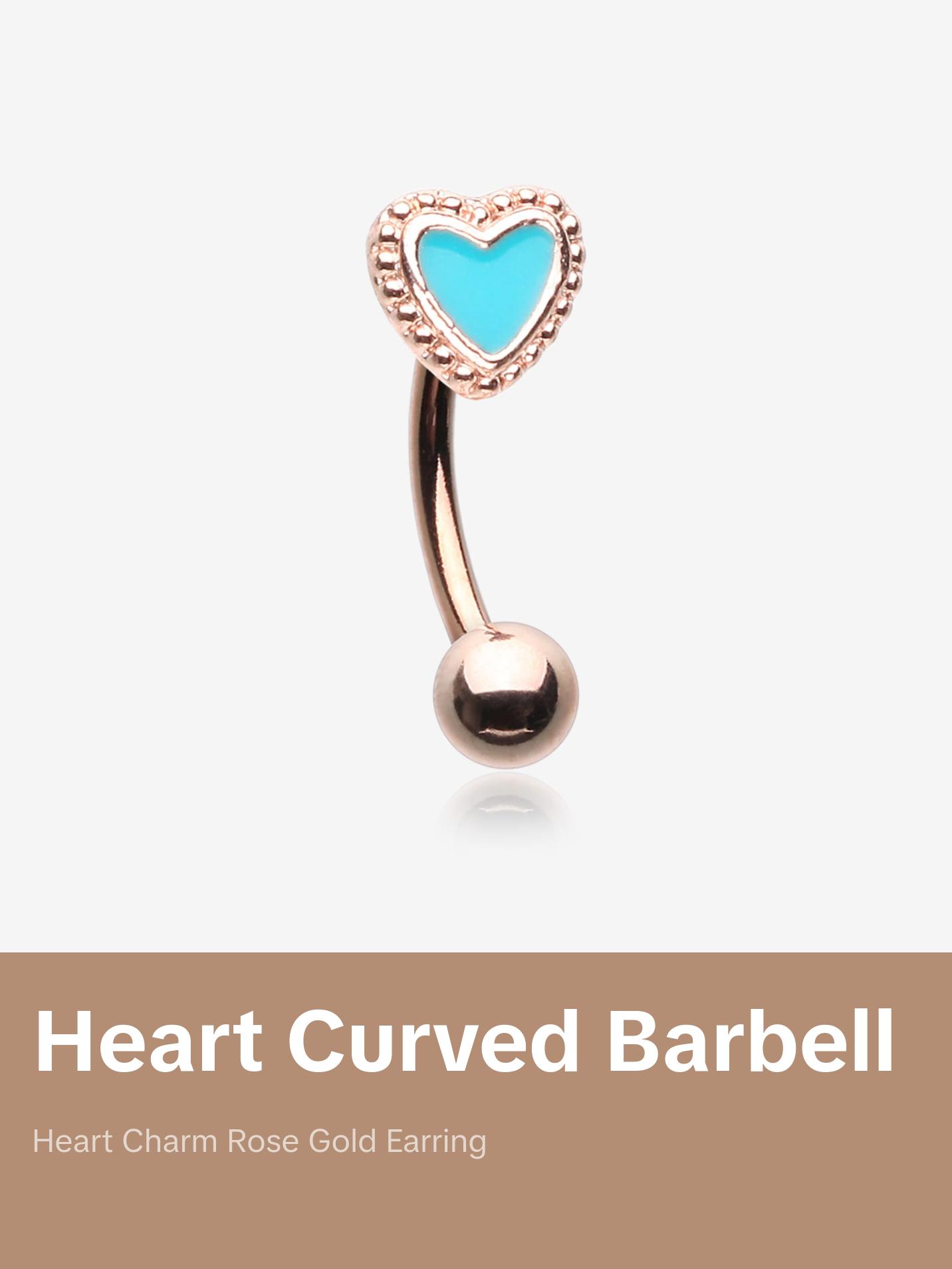 Rose Gold Adorable Heart Curved Barbell