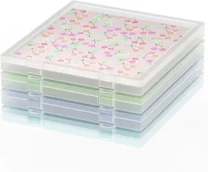 12x12 Scrapbook Paper Storage, 4 Pack Stackable Paper Containers Storage, Art Supply Storage Organizer, U-Shaped Locking Mechanism, Ideal for Office, Home, and School Document Organizer