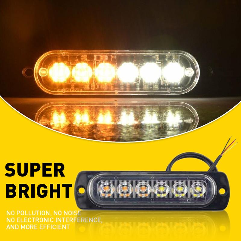 8-Pack 6 LED Amber/White Strobe Lights Vehicles Trucks Emergency Strobe Lights Kit 12V -24V Warning Hazard Flash Strobe Lights Bar Grill Grille Surface Mount Super Bright Waterproof, Amber/White