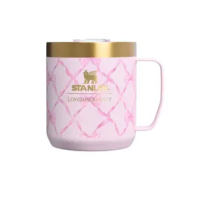 STANLEY x LoveShackFancy The Stay-Hot Camp Mug Set Of 2 in Baby Bow Peppermint Pink