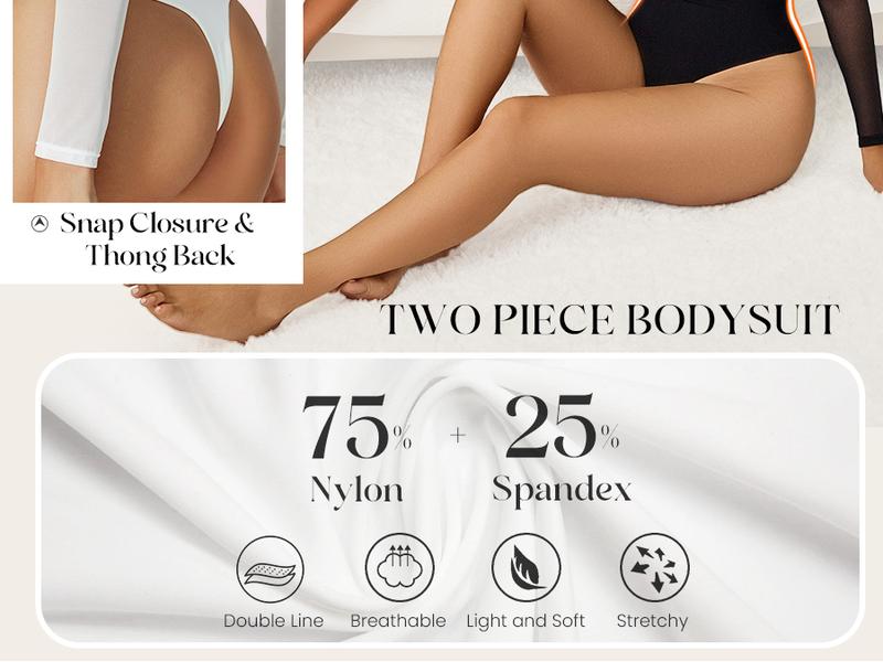 Womens Long Sleeve Bodysuits Mock Turtle Neck Shapewear Bodysuit Sexy Mesh Bodysuit Two Piece Outfit Cami Tops Womens Long Sleeve Bodysuits Mock Turtle Neck Shapewear Bodysuit Sexy Mesh Bodysuit Two Piece Outfit Cami Tops