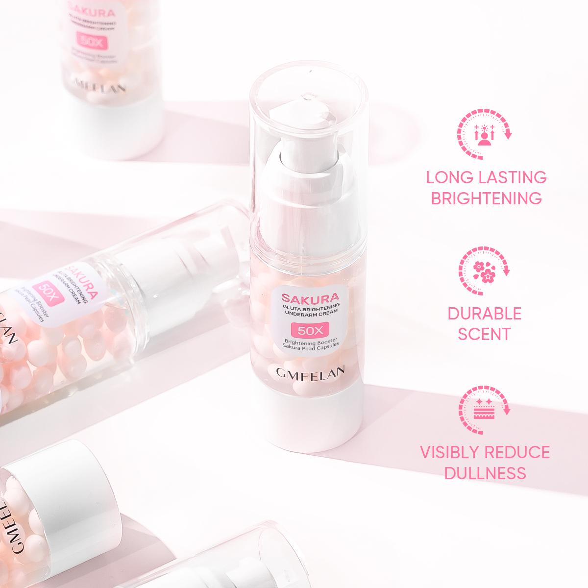 【B】GMEELAN 2pcs Skincare Set With Orange Enzymes Exfoliating Gel 50G Sakura Gluta Underarm Cream 30G