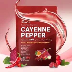 240 Count Cayenne Pepper Softgels with Beetroot Hawthorn Extracts & Vitamins D3 K2 E for Cardiovascular & Leg Vein Support Plant-Based Non-GMO Dietary Supplement for Circulation & Vitality