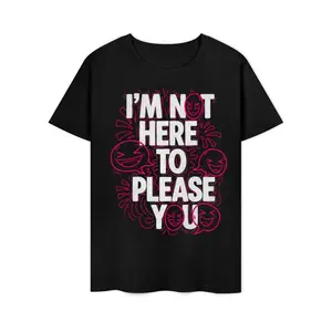I'm Not Here to Please You Emoji T-Shirt  T-shirt Short Sleeve Tees Casual Crewneck Pullover Tops Cute Graphic Cotton Tops gift soft Men's Round Neck Tee