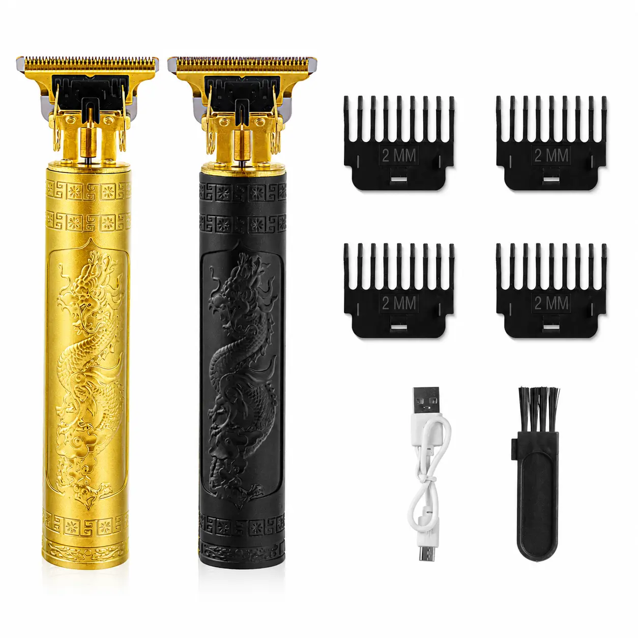 Wireless Dragon Engraved Cordless Hair Trimmer Shaver Clipper Set - USB Port Rechargeable, 4 Guide Combs, Close-Cut Professional Barber Equipment for Men,back to school,back to school haul