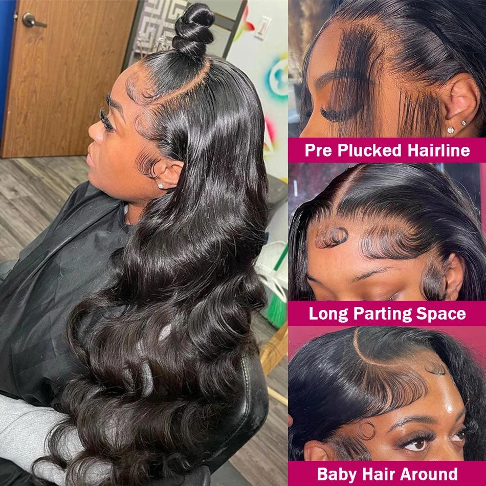 MYLOCKME   Brazilian Hair Body Wave 13x6 Lace Frontal Human Hair Wigs Pre plucked 13x4 Body Wave Transparent Lace Frontal Wig For Women 180 Density blackfriday