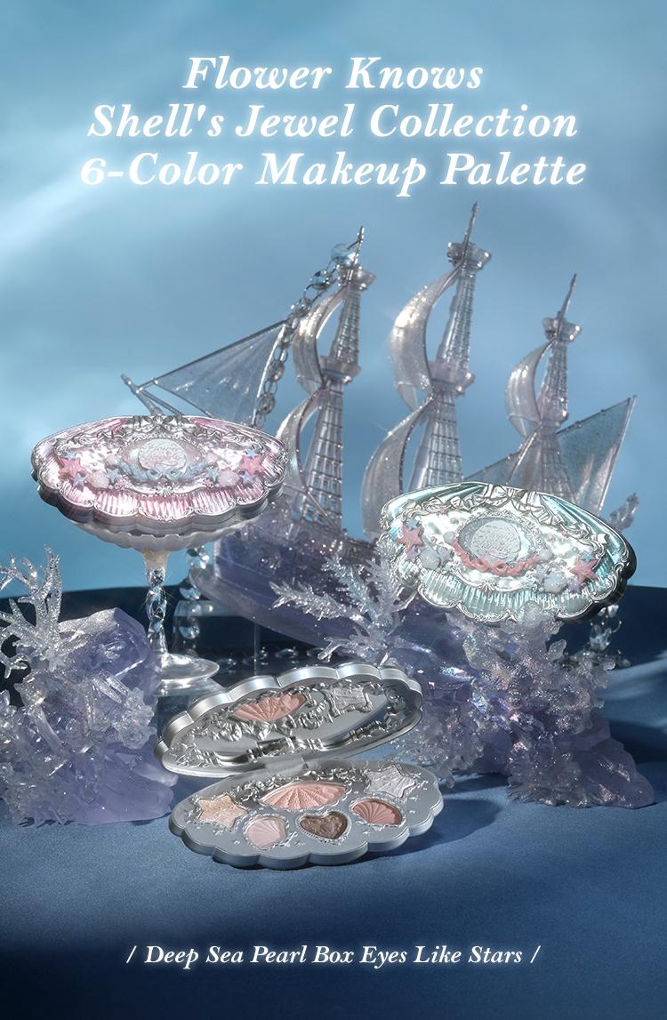 Flower Knows Shell's Jewel Collection 6-Color Makeup Palette - Cosmetic, Shimer, Matte, Longlasting, High Pigment