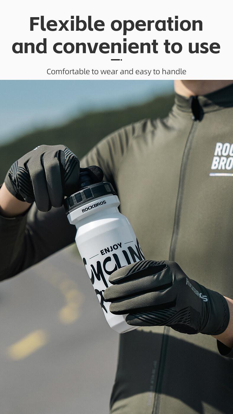 ROCKBROS Cycling Gloves Mountain Bike Gloves Anti-Slip Full Finger Bike Gloves SBR Pad Shock-Absorbing MTB Road Bike Gloves for Riding Running Hiking Outdoor Sports