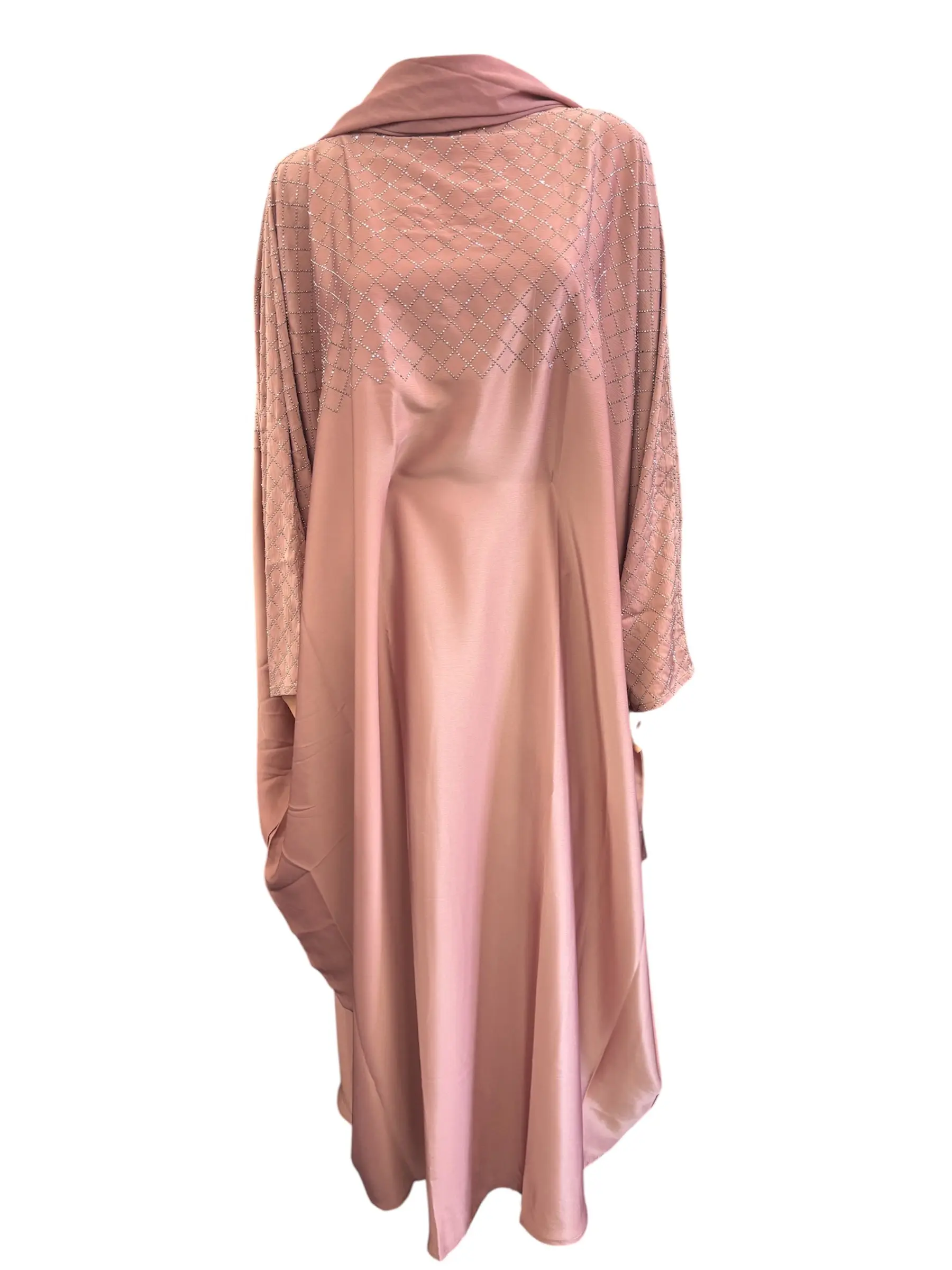 Silky Abaya with Inner Belt & Matching Scarf - Long Sleeve Glamorous Plain Design for Autumn Wear