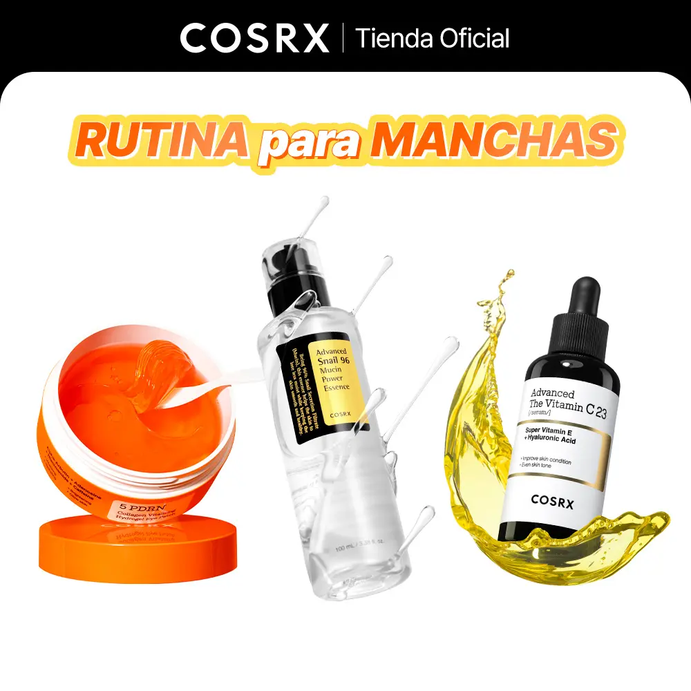 [COSRX Official] Rutina Coreana para Manchas | Dark Spot Total Care | Elige tu rutina según tu tipo de piel | Pura Vitamin C Serum + Snail Mucin Essence + PDRN Parches para Ojeras |