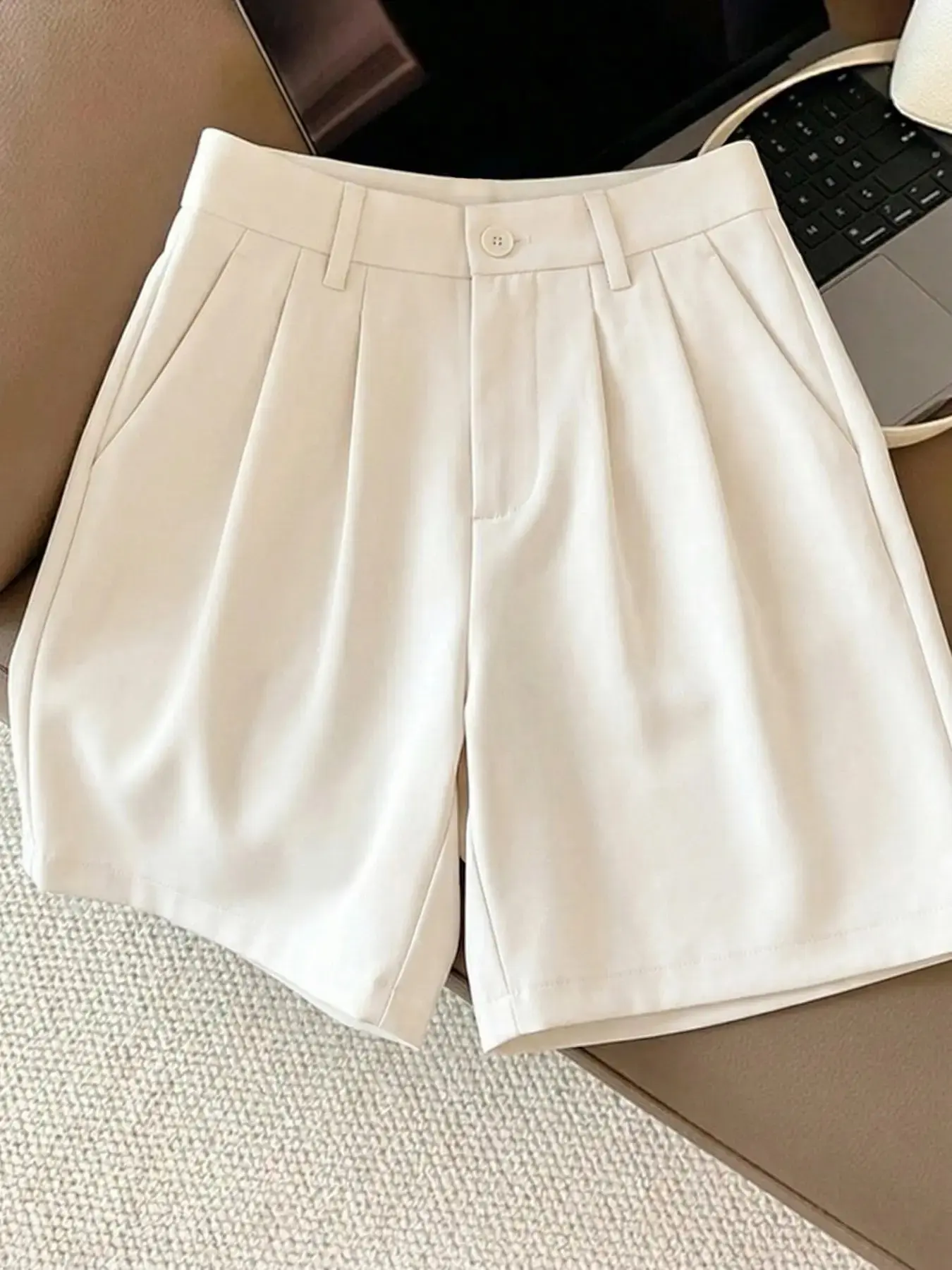 Women's Solid Color Wide Leg Shorts, Casual Relaxed High Waist Fit, Breathable Comfy Chic Bottoms for Work & Office, All Seasons