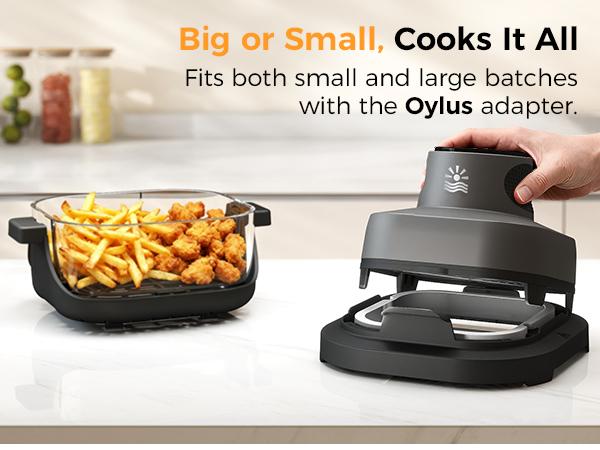 4-in-1 Portable Glass Air Fryer - 1500W, 4.2QT & 1.6QT Dual Glass Containers with Lids, Non-Toxic, 400°F Precise Heat, Max Crisp | Bake | Air Fry | Recrisp, Microwave, Freezer & Dishwasher Safe