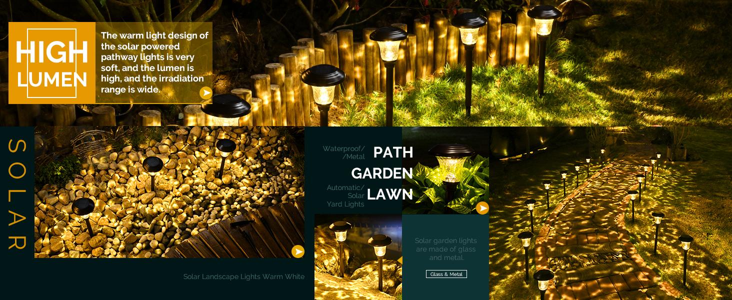 【Spring Glow Up】GIGALUMI 8-Pack Solar Pathway Lights, Solar Garden Lights Outdoor Warm White, Waterproof Led Path Lights for Yard, Patio, Landscape, Walkway