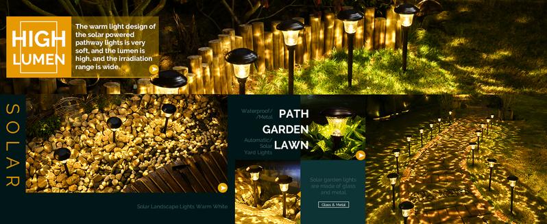 【Spring Glow Up】GIGALUMI 8-Pack Solar Pathway Lights, Solar Garden Lights Outdoor Warm White, Waterproof Led Path Lights for Yard, Patio, Landscape, Walkway