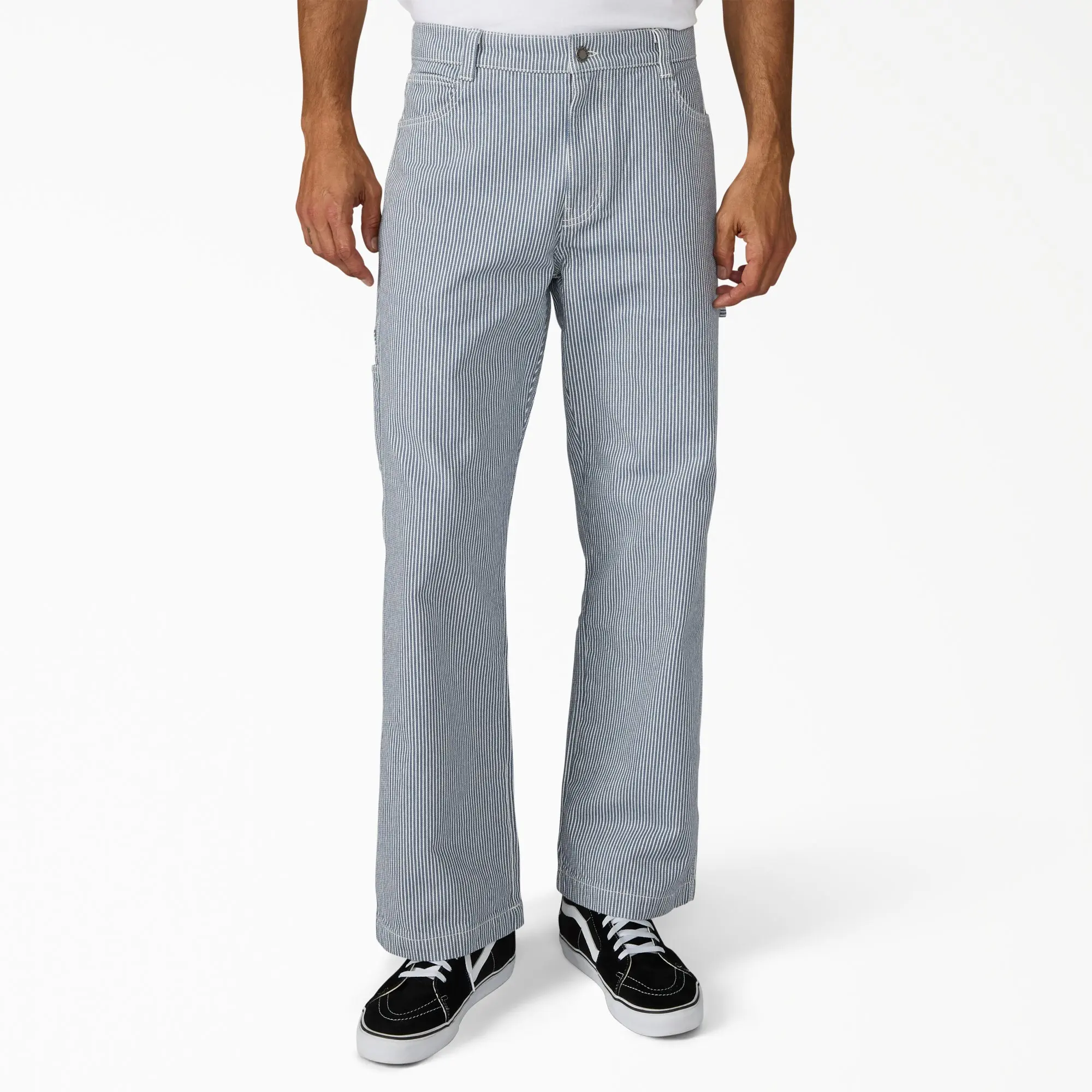 Dickies Hickory Loose Straight Carpenter Pants, 100% Cotton Loose Fit, Workwear Style