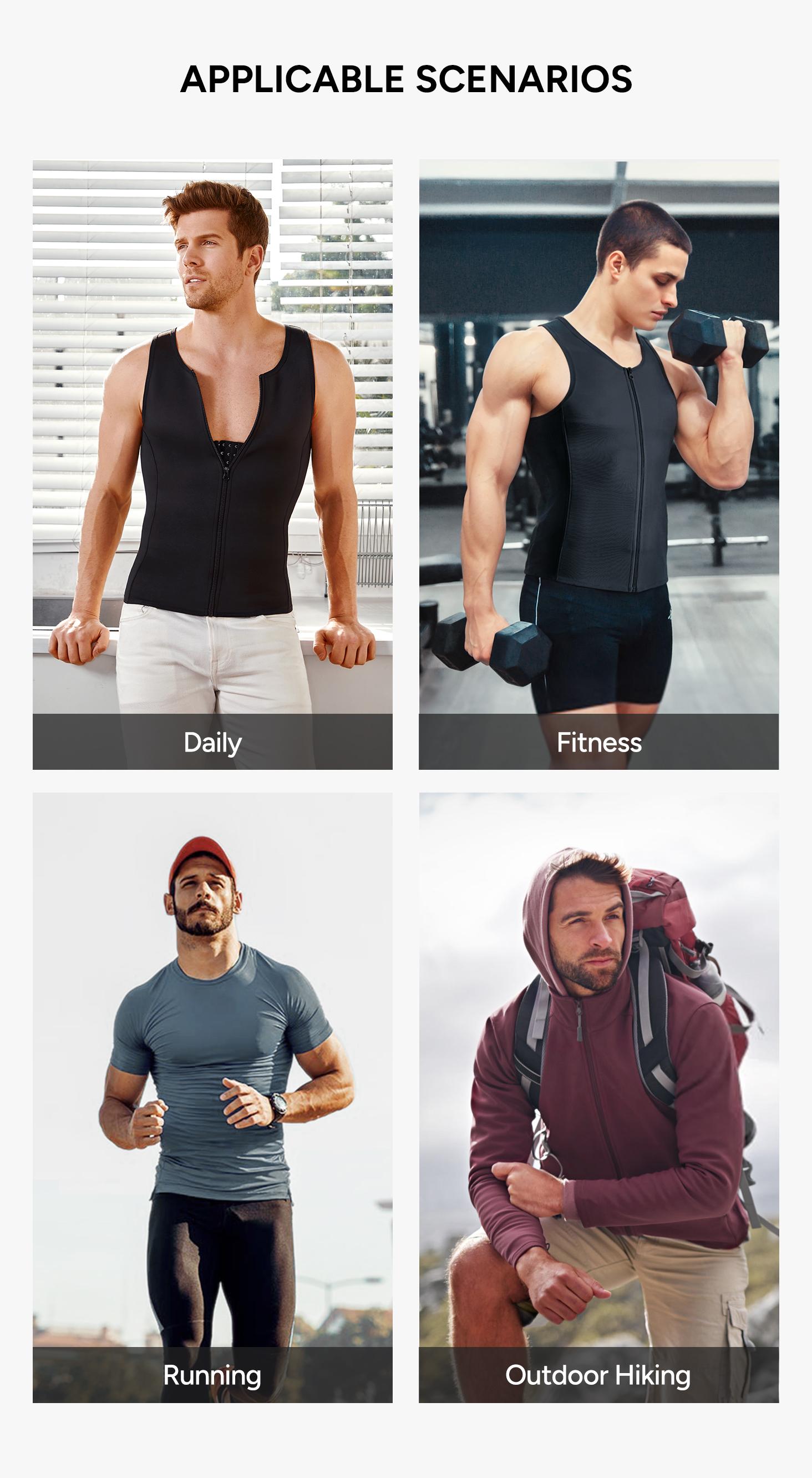 【Nebility】Men's  Waist Trainer Trimmer Compression Vest Steel Bone Support  Outdoor Sport Exercise Athletic Shapewear Fitness Zipper SpringStatements