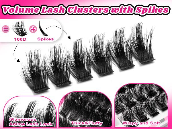 MilyBest Cove Eyelashes ,1 Set Mixed Length Individval Eyelash Extensions Kit,Self Grafting False Eyelashes with Tweezers&Glue&,Prefessional Eye Makeup Accessories for Women