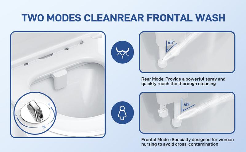 【GARVEE】Non-Electric Bidet Toilet Accessory with Dual Self-Cleaning Nozzles for Feminine Wash, Adjustable Pressure Control, and Fresh Cold Water Spray for Existing Toilets