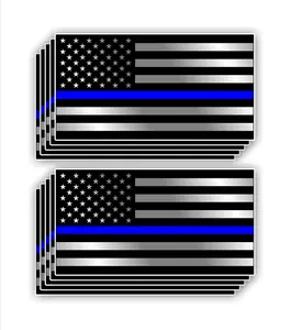 10-Pack Thin Blue Line Police Officer Support Law Enforcement American Flag 3M Vinyl Stickers Decals for Cars Trucks Windows Bumpers