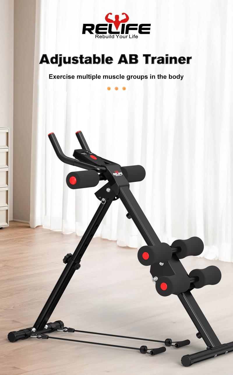 Relife Sports Ab Workout Equipment Adjustable Ab Machine Body Workout with Resistance Bands, Strength Training Exercise Equipment for Core & Abdominal