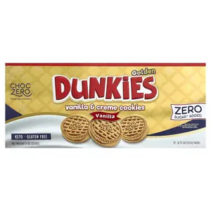 ChocZero Premium Cookies, Golden Dunkies, Vanilla & Creme Cookies, Vanilla, 12 Packs, 0.75 oz (21 g) Each