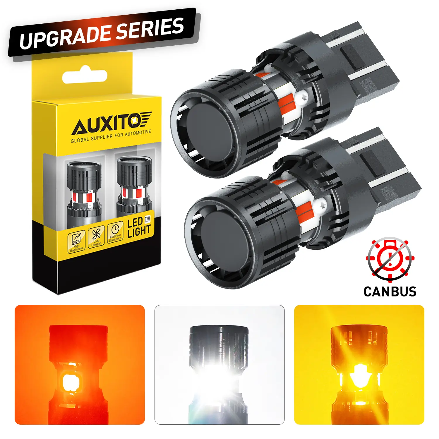AUXITO Latest CANBUS LED Tail Brake Turn Signal Light Bulbs ,4000LM 600% Brighter,Built-in Resistor ,Anti Hyper Flash,Error-Free,Plug and Play,Reverse Backup Stop Light DRL/Parking Light，Select Bulb Model: 7440/7443 3156/3157 1157 1156/BA15S 7507/BAU15S
