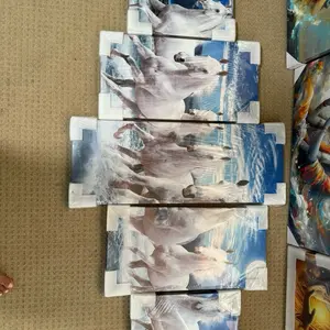 7 Horses in Canvas Stretch, Wooden Inner Frame