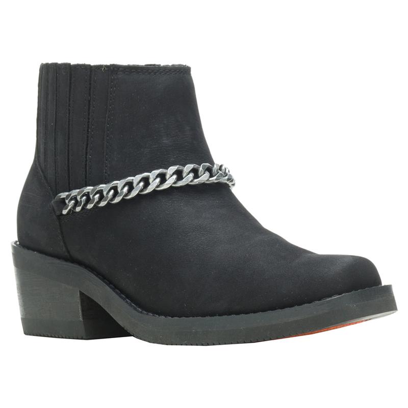 Harley-Davidson Womens Korsen Chain Casual Boots Ankle Mid Heel 2-3" - Black