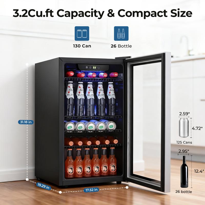 Kismile 18L Beverage Refrigerator Cooler 24Can Mini Fridge with Quiet Compressor LED Light Freestanding Small Fridge for Home Bar 40-61°F Electronic Temperature Control Kismile 18L Beverage Refrigerator Cooler 24Can Mini Fridge with Quiet Compressor LED Light Freestanding Small Fridge for Home Bar 40-61°F Electronic Temperature Control