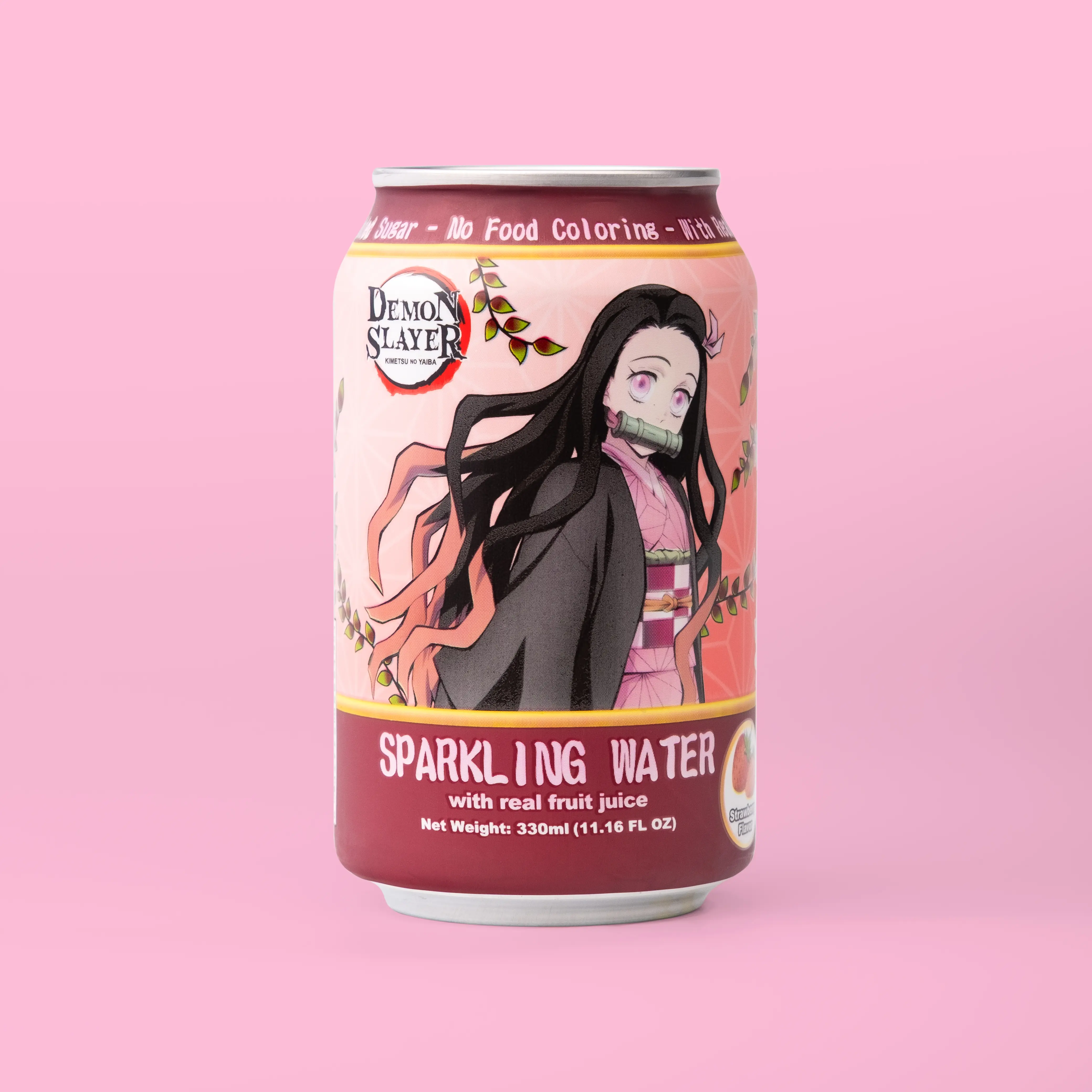 AnyYums Demon Slayer Sparkling Water with Real Juice 330ml Strawberry Flavor