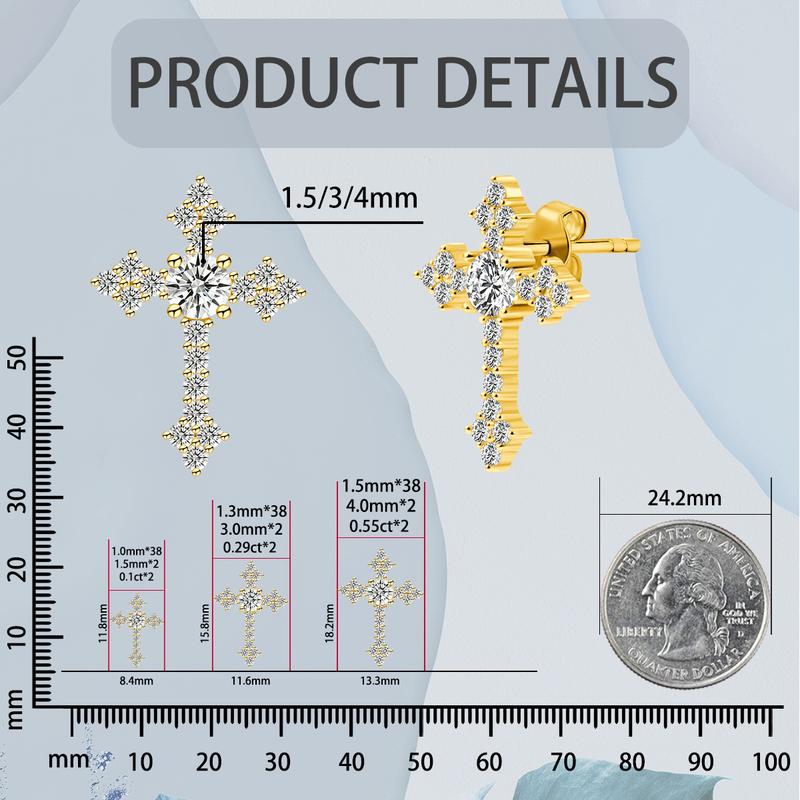 Delzzad Cross Prong Synthetic Moissanite Stud Earring S925 Moissanite Jewelry Perfect Birthday Mother’s Day Gift for Men Women Wedding Set