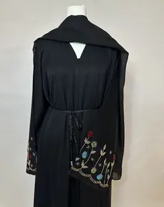 Black Floral Abaya