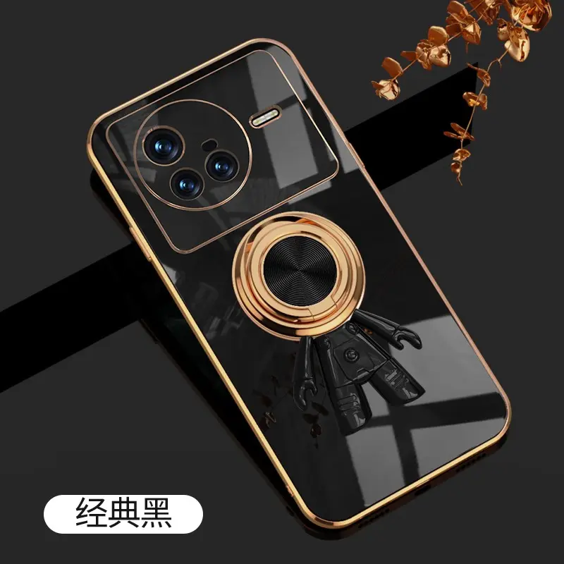 For VIVO X80 6D Astronaut Electroplated Ring Stand Phone Case HNTKR-0198