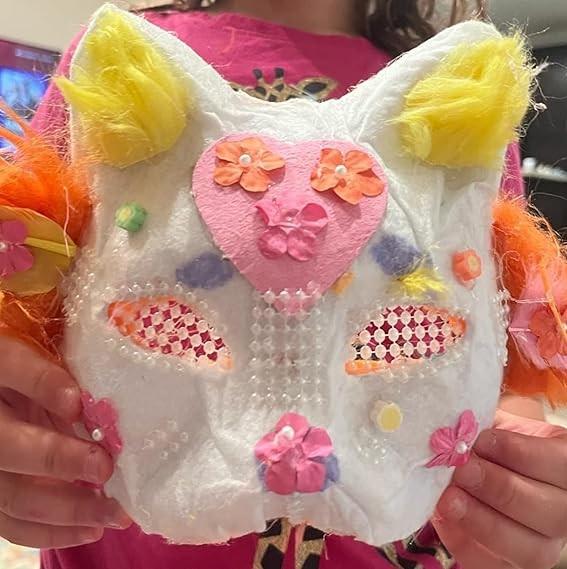 10PCS Cat Masks - White Therian Masks for Masquerade, Halloween, Kids Cosplay & Costume Parties