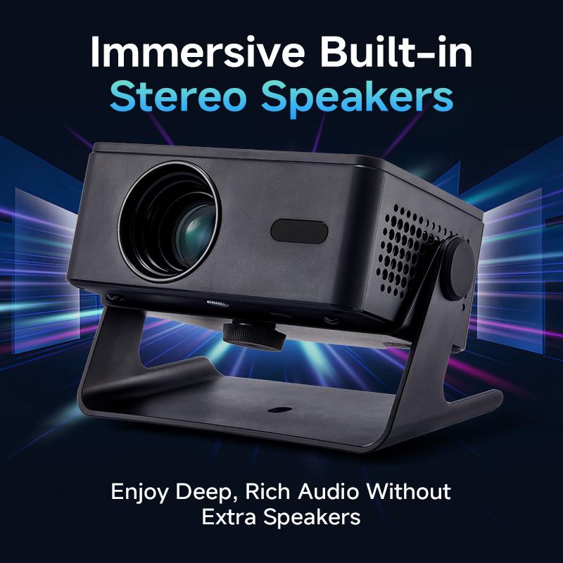 Portable Projector A32 - 1080P Full HD, Built-in Audio, Auto Focus & Keystone Correction - Android 13, Wifi/Bluetooth - Home Theater Projector with Remote