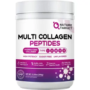 Multi Collagen Peptides Powder Type I II III V X, Hydrolyzed Collagen with Vitamin C & Hyaluronic Acid, 35 Servings