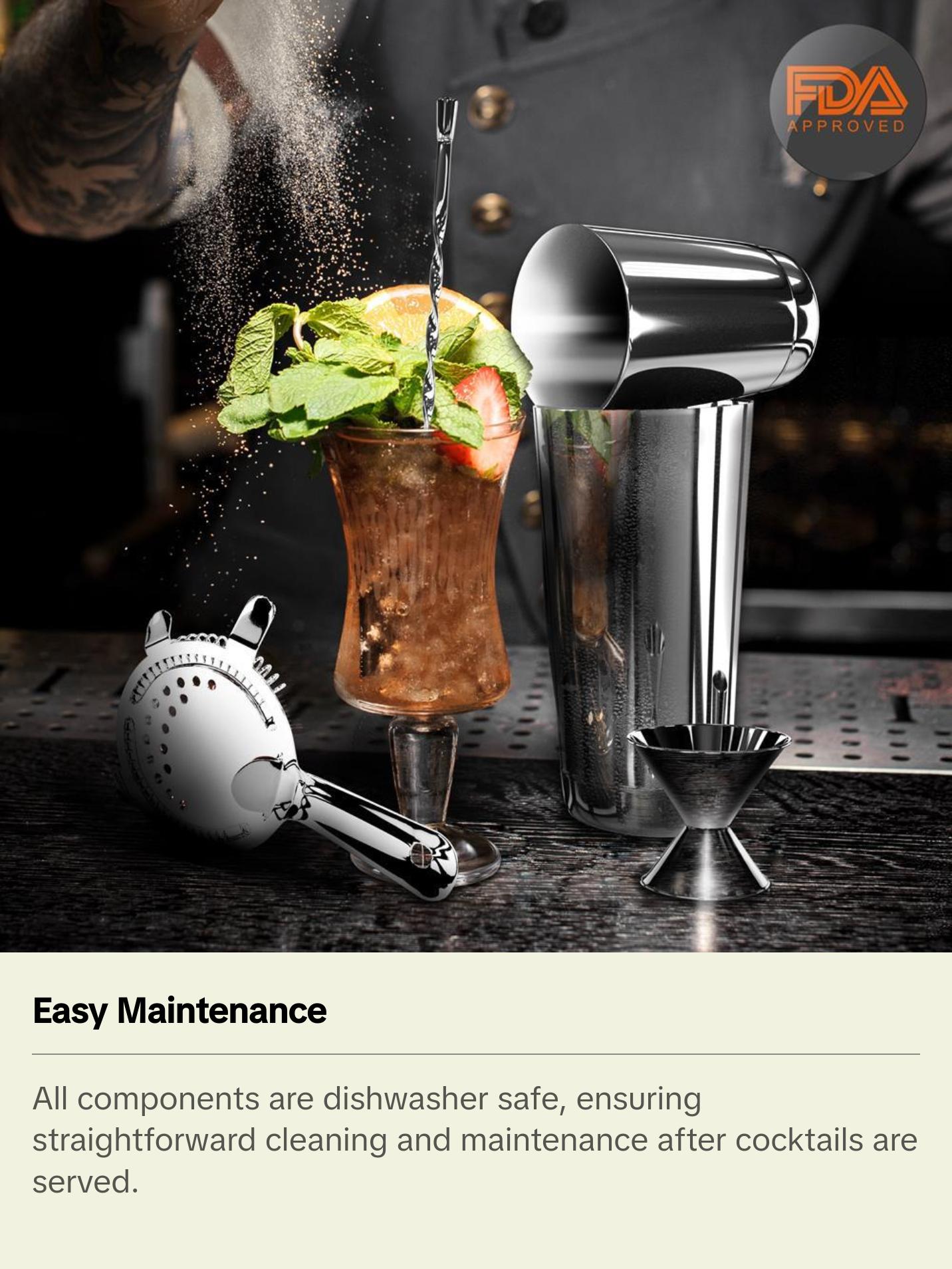 15 Pcs Bartender Set - Drink Mixer with Essential Bar Accessory Tools with Cocktail Shaker Stainless Steel Utensils Reusable