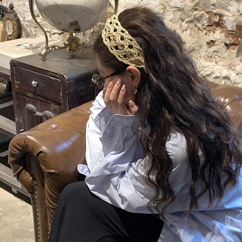 Bohemian Elegance Handwoven Wide Headband – New Artisan Braided Hair Accessory for Vacation & High Crown Styling